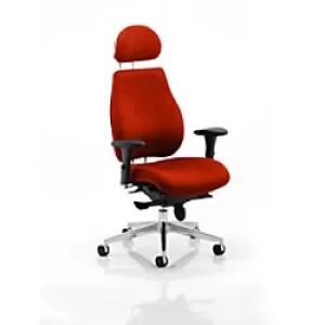 Image of Dynamic Synchro Tilt Posture Chair Multi-Functional Arms Chiro Plus Ultimate Tabasco Red Seat With Adjustable Headrest High Back