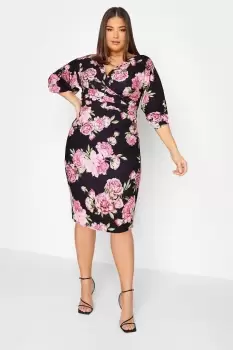 Image of Floral Drop Shoulder Wrap Dress