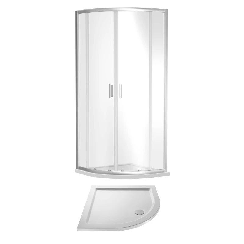 Image of Balterley 6mm Glass Quadrant Shower Enclosure Shower Tray 800mm Chrome White White
