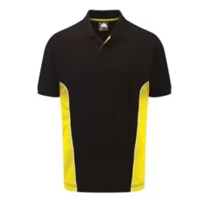 image of Orn 1180 Silverswift Two-tone Polo Shirt Black/Yellow (XL) - Black/Yellow