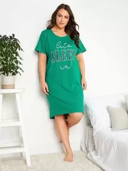 Image of Yours Let'S Sleep In Dipped Back Nightdr, Green, Size 14-16, Women