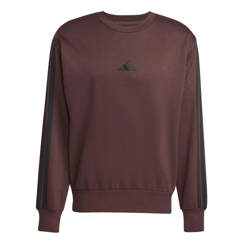 Image of adidas Essentials 3-Stripes Fleece Sweatshirt Mens Shadow Brown male XL
