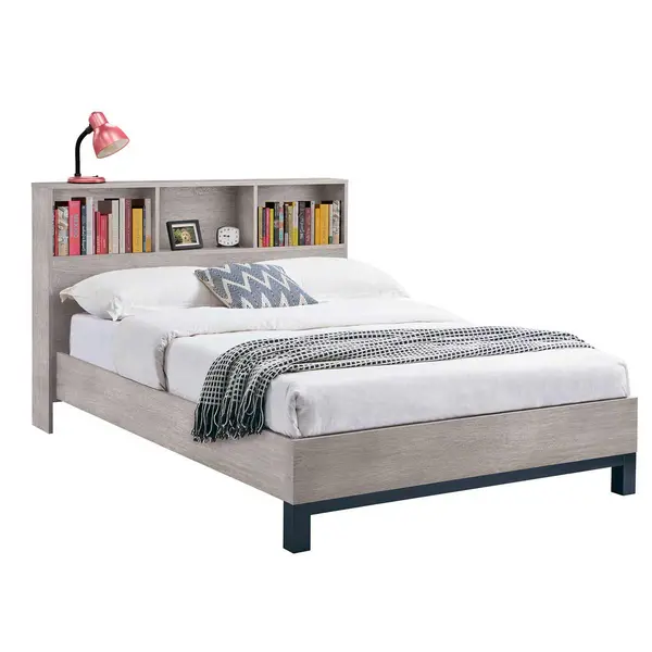 Image of Julian Bowen Bali Bookcase Headboard Bed 135cm - Grey Oak BAL108