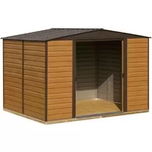 image of Arrow Woodvale 10X8 Apex Coffee Metal Shed With Floor - Assembly Service Included