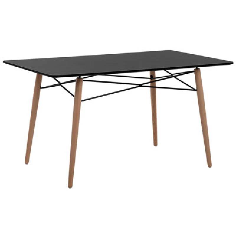 Image of Beliani Dining Table Biondi Black Beech 140 Cm 80 Cm