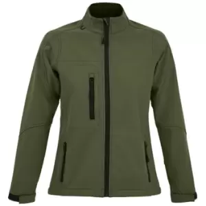 image of SOLS Womens/Ladies Roxy Soft Shell Jacket (Breathable, Windproof And Water Resistant) (L) (Dark Green)