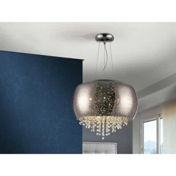 Schuller Caelum - 5 Light Crystal Cylindrical Ceiling Pendant Chrome, G9