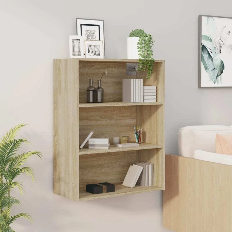 Image of Vidaxl Hanging Wall Cabinet Sonoma Oak 69.5X32.5X90 Cm, Brown 812315