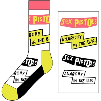 Image of The Sex Pistols - Anarchy In The UK Unisex UK Size 7 - 11 Ankle Socks - White
