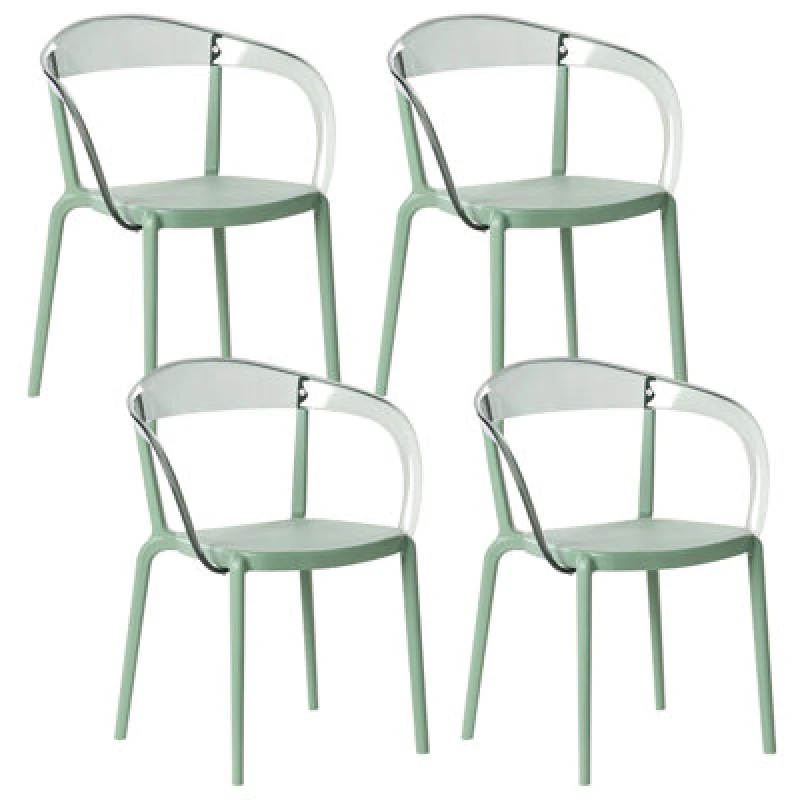 Image of Beliani Set Of 4 Garden Chairs Malevizi Stacking Green