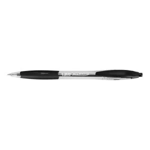 Image of Bic Atlantis Retractable Ballpoint Pen 1.0mm Tip 0.4mm Line Black Pack of 12 FREE Flex Highlighters x 4