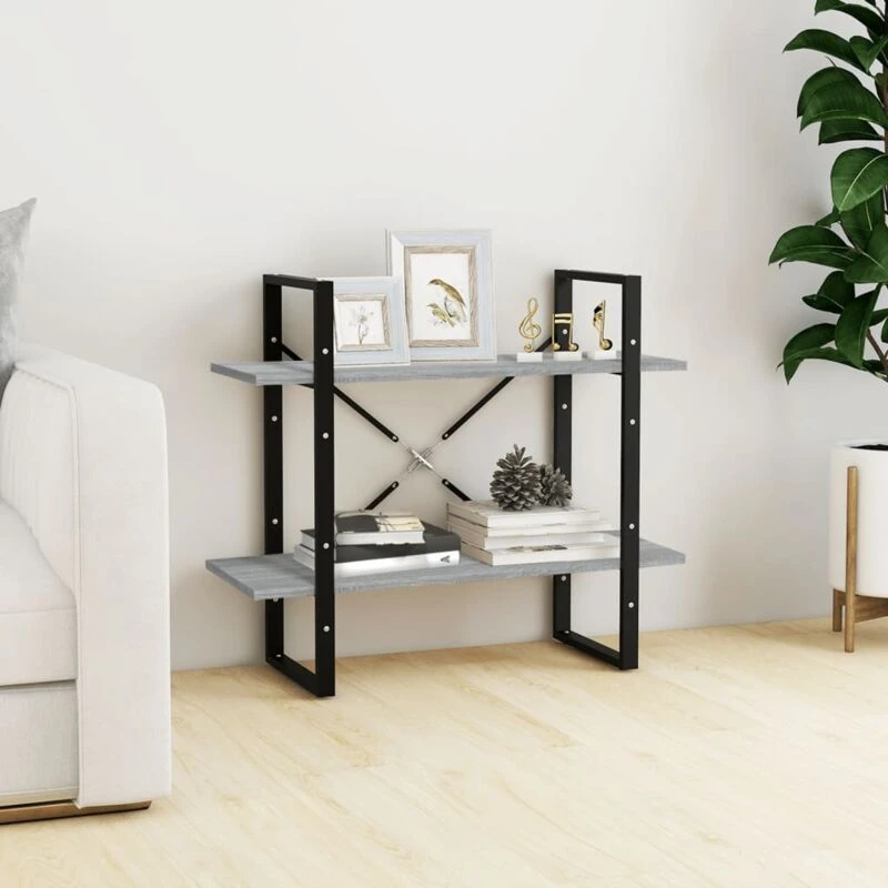 Image of Vidaxl 2-tier Book Cabinet Grey Sonoma 80X30X70 Cm Engineered Wood, Grey 821313