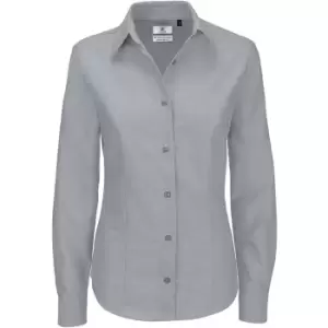 Image of B&C Ladies Oxford Long Sleeve Shirt / Ladies Shirts & Blouses (4XL) (Silver Moon)
