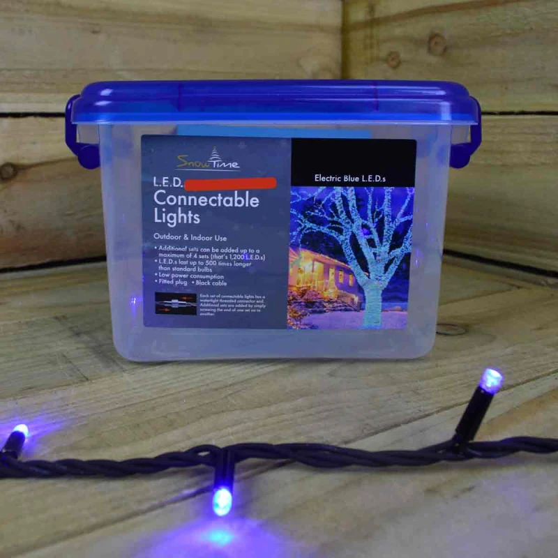 Image of Samuel Alexander 300 Electric Blue LED Super-Long 29.9m Connectable Lights on a Black Cable Blue unisex