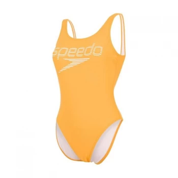 Image of Speedo Logo U Back Swimsuit Ladies - Mango/Wht