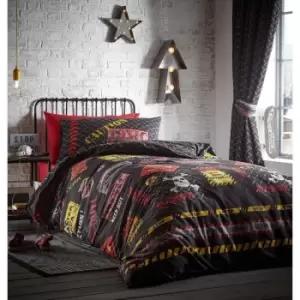 image of Portfolio Home Kids Club Toxic Skull Black Duvet Cover And Pillow Cases Bed Set - King