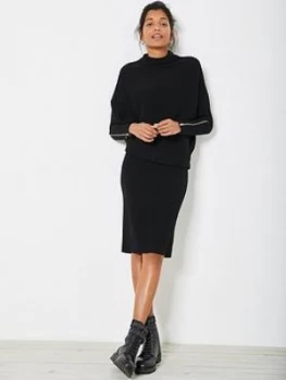 image of Mint Velvet Funnel Neck Jumper Dress - Black