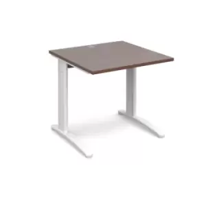 Image of Office Desk Rectangular Desk 800mm Walnut Tops With White Frames 800mm Depth TR10
