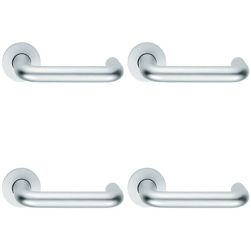 Image of Loops 4x PAIR 19mm Round Bar Safety Lever on Round Rose DDA Compliant Satin Aluminium Multi
