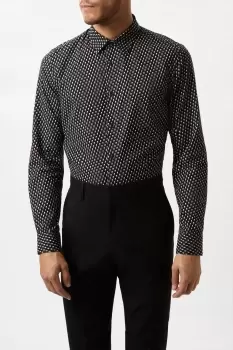 Image of Mens Black Mini Dot Printed Shirt