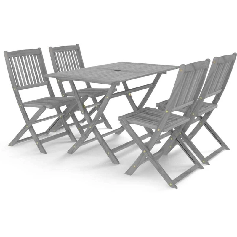 Image of VIDAXL 5 Piece Garden Dining Set Solid Acacia Wood Grey Vidaxl 8720286190401