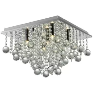 image of Zumaline Lighting - Zumaline Rangel Crystal Ceiling Light, Silver, 5x G9