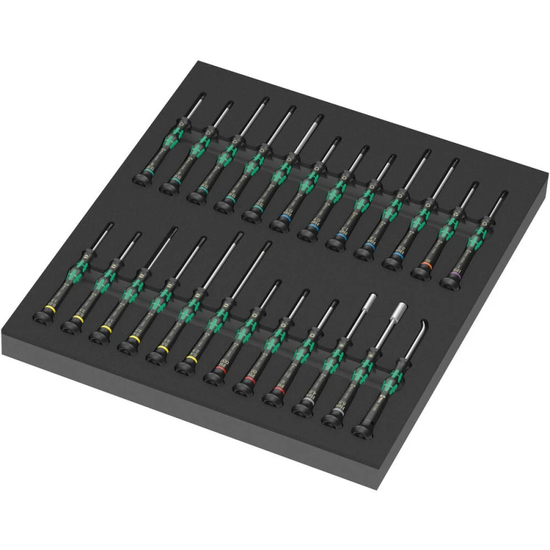 Image of Wera 9715 24 Piece Foam Insert Kraftform Micro Screwdriver Set 5150106001