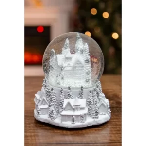 Image of Sliver Glitter and White Townscape Musical Snowglobe