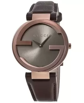 Image of Gucci Interlocking G Brown Dial Brown Leather Strap Womens Watch YA133309 YA133309