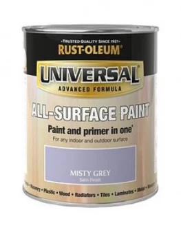 Image of Rust-Oleum Misty Grey Universal Metal And All-Surface Satin Finish Paint - 750Ml