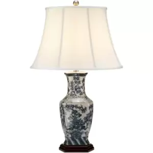 Image of Elstead Blue Hex Chinese Porcelain Table Lamp Floral Patern