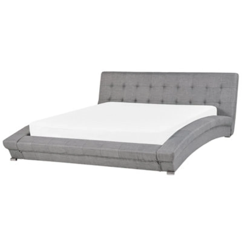Image of Beliani Bed Fabric Lille 160 X 200 Cm (Eu King Size) Grey