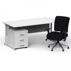 Image of Impulse 1600800 Silver Cant Desk White 3 Dr Mobile Ped & Chiro