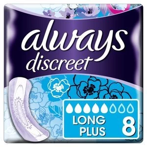 Always Discreet Moderate Long Plus Wings Pads 8ck