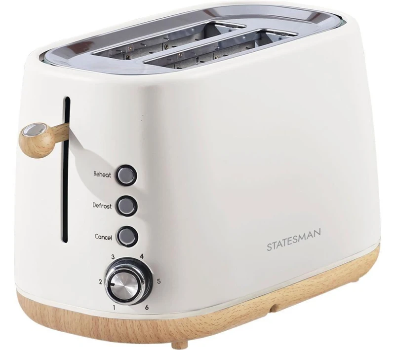 Image of STATESMAN Scandi SKT05090CR 2-Slice Toaster - Brown & White, Brown,White 5016368015759