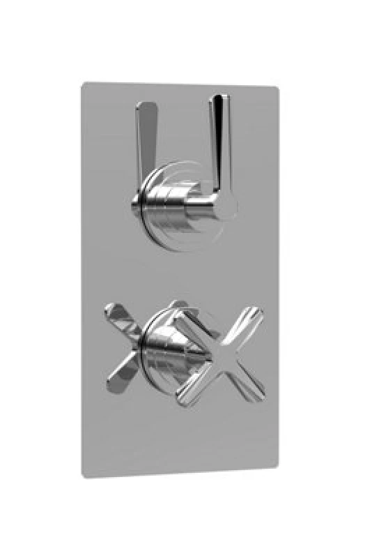 Image of nuie Aztec Twin Thermostatic Concealed Shower Valve - 1 Outlet - Chrome, Silver CLL3210