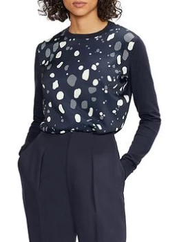 Image of Ted Baker Priyaah Woven Front Jumper - Navy, Size 2=10, Women