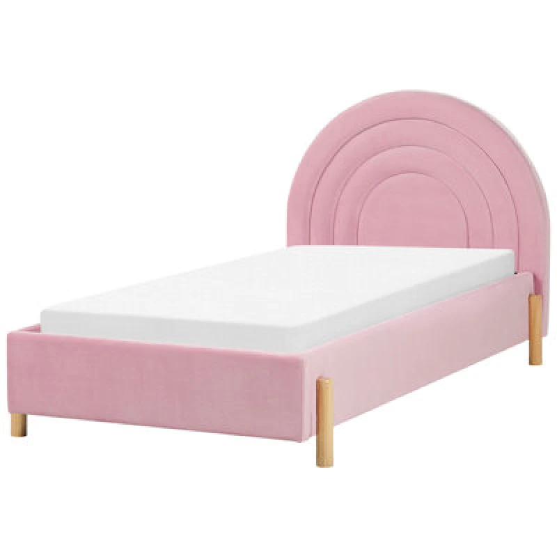 Image of Beliani Kids Bed Velvet Anet 90 X 200 Cm (Eu Single) Pink