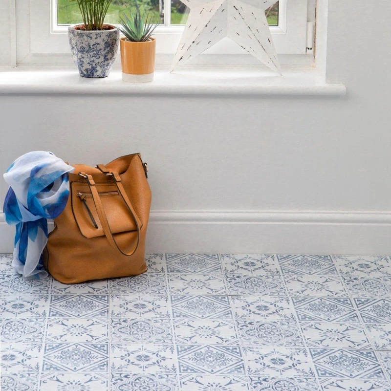 Image of D C Fix Self Adhesive Vinyl Floor Tiles Vintage Blue unisex 2 SQM