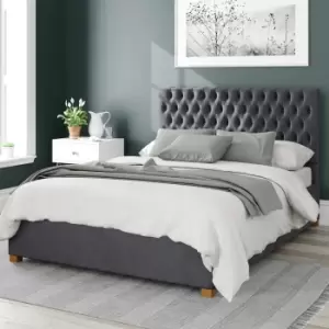 Image of Aspire Monroe Velvet Kingsize Ottoman Bedframe - Steel