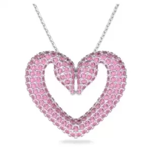 Image of Una Pendant Heart Medium Pink Rhodium Plated Necklace 5631931