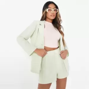 image of Missguided a Line Linen Look Shorts - Green