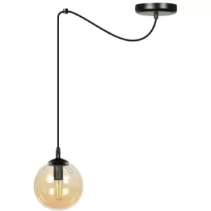 Image of Emibig Gigi Black Globe Pendant Ceiling Light with Amber Glass Shades, 1x E14