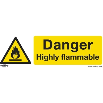 image of Sealey - SS45V1 Warning Safety Sign - Danger Highly Flammable - Self-Adhesive Vinyl