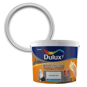 Image of Dulux Easycare Washable & Tough Pure Brilliant White Matt Emulsion Paint 10L
