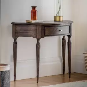 Image of Matola Dark Wood Demi Lune Table Matola Brown