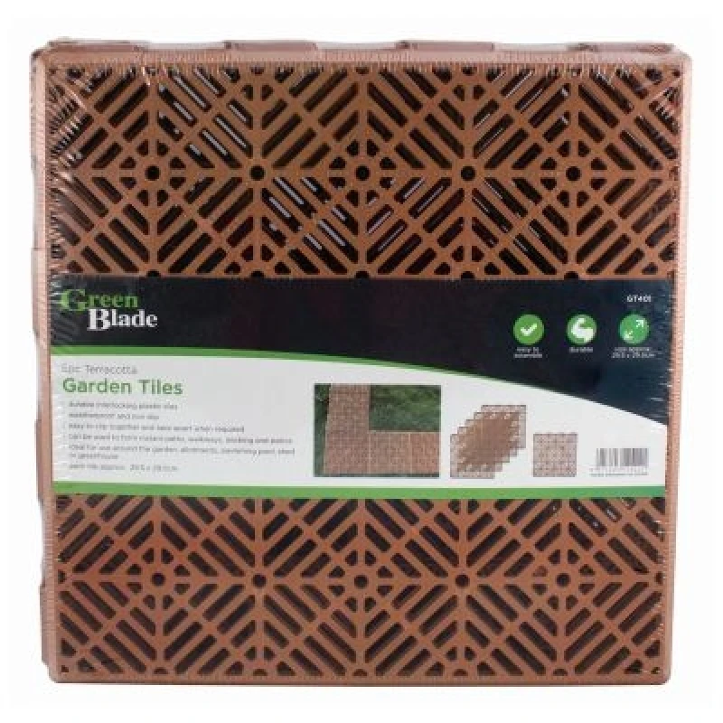 Image of Green Blade 5Pc Garden Tiles - Terracotta