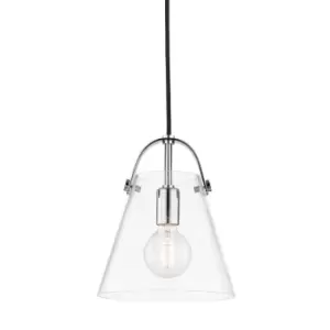 Image of Karin 1 Light Small Pendant Polished Nickel, Glass