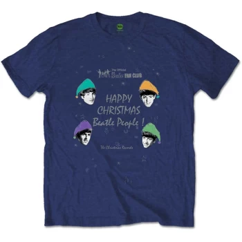 Image of The Beatles - Happy Christmas Unisex Large T-Shirt - Blue