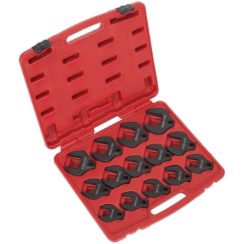 Image of Sealey 14 Piece 1/2" Drive Crow Foot Spanner Set Metric 1/2"